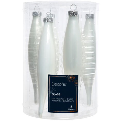 Decorazione in vetro ghiacciolo bianco x 6