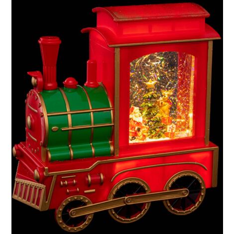 Decorazione interna treno rosso h22 cm 2 led bianchi caldi alimentati a batteria - Feeric lights & christmas