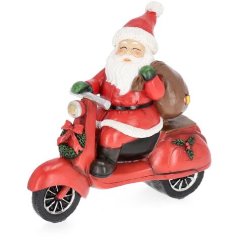 Decorazione "Jaime" Babbo Natale con Moto in poliresina
