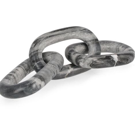 Decorazione kandy catena 3 a per uso decorativo realizzato in marmo -36.25 x 10 x h 10cm / 3 anelli / Bianco