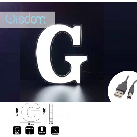 DECORAZIONE LUMINOSA LED A BATTERIA LETTERA G - IDEALE PER EVENTI COMPLEANNI E DECORAZIONI PER LA CASA