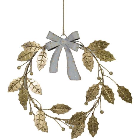 Decorazione metallo ghirlanda oro cm 24x3x27