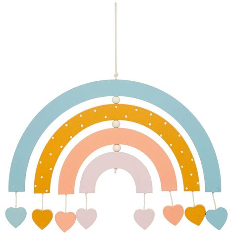 Decorazione murale arcobaleno in legno e cotone 30x20cm - Atmosphera créateur d'intérieur