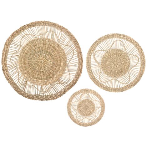 Decorazione murale Atmosphera beige set 3 pezzi giunco