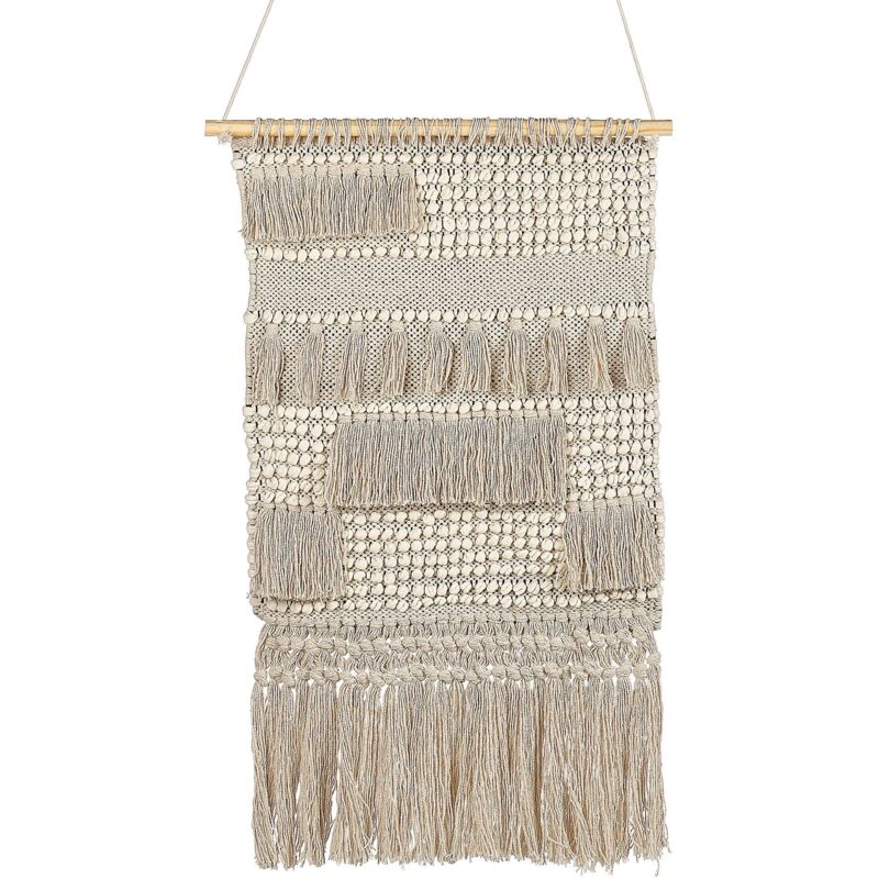 Decorazione Da Parete Boho Arte Murale Fatta A Mano In Cotone Beige...