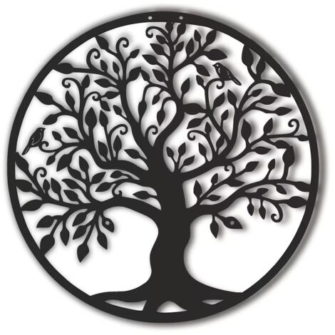 Decorazione murale in metallo, arte murale dell'albero della vita, decorazione murale in metallo, l'albero della vita, decorazione dell'albero della vita, 30x30cm nero