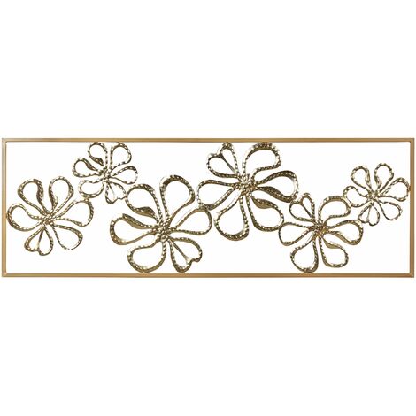 Decorazione murale moderna in ferro color oro fatto a mano 90 x 31 cm Cerio