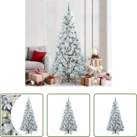 Decorazione Natale -  Albero di Natale Artificiale con Rami Pieghevoli Bianco 210 cm