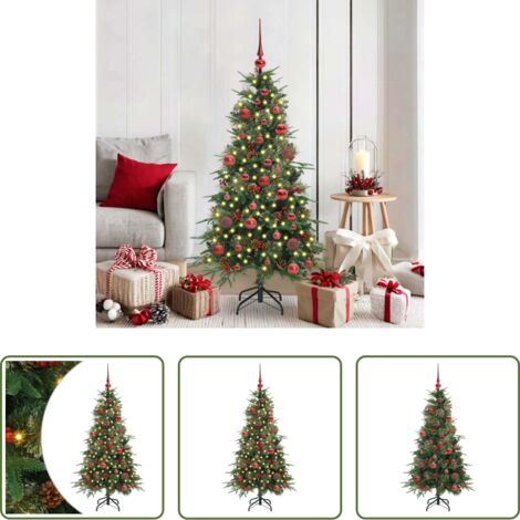 Decorazione Natale -  Albero di Natale Artificiale con Rami Pieghevoli Verde 150 cm