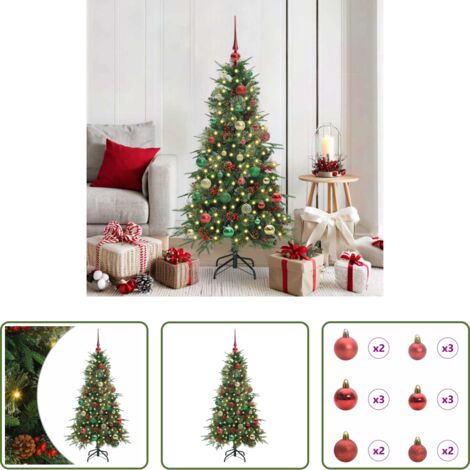 Decorazione Natale -  Albero di Natale Artificiale con Rami Pieghevoli Verde 150 cm