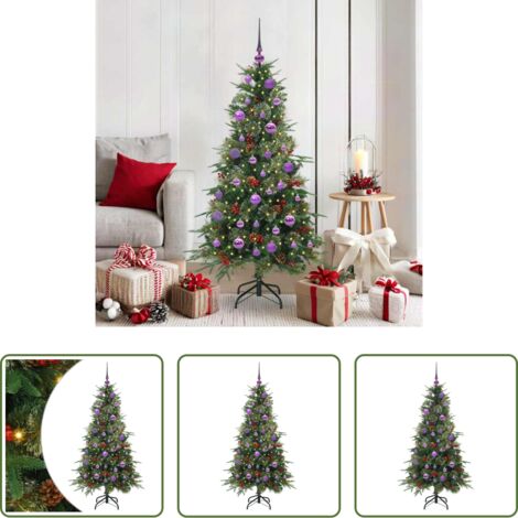 Decorazione Natale -  Albero di Natale Artificiale con Rami Pieghevoli Verde 150 cm