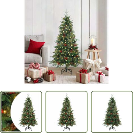 Decorazione Natale -  Albero di Natale Artificiale con Rami Pieghevoli Verde 150 cm