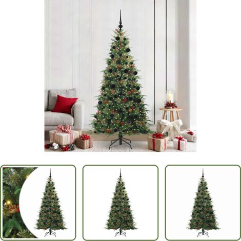 Decorazione Natale -  Albero di Natale Artificiale con Rami Pieghevoli Verde 210 cm