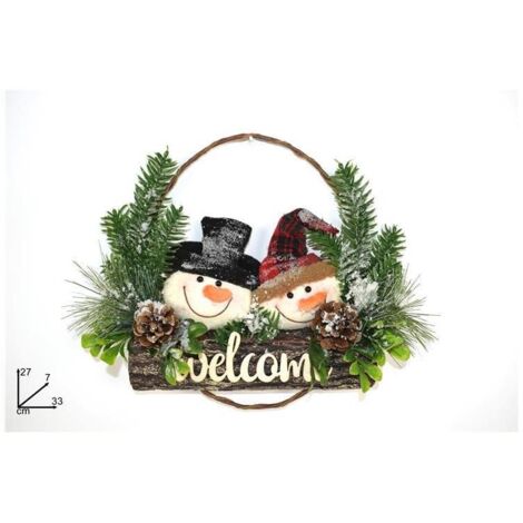 Decorazione Natale Fuoriporta Pupazzi di Neve 33 x27 cm