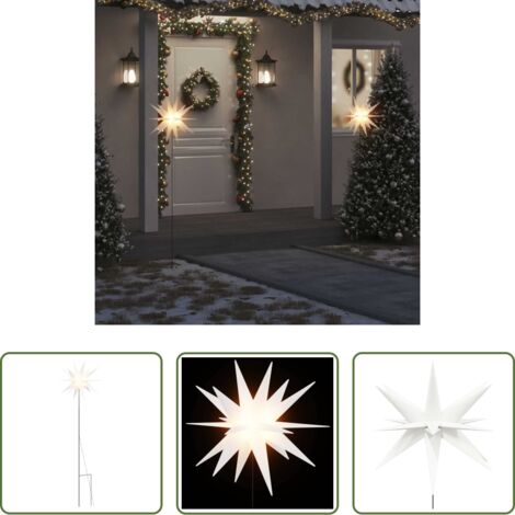 Decorazione Natale -  Luce di Natale con Picco Terra e LED Pieghevole Bianca 57 cm