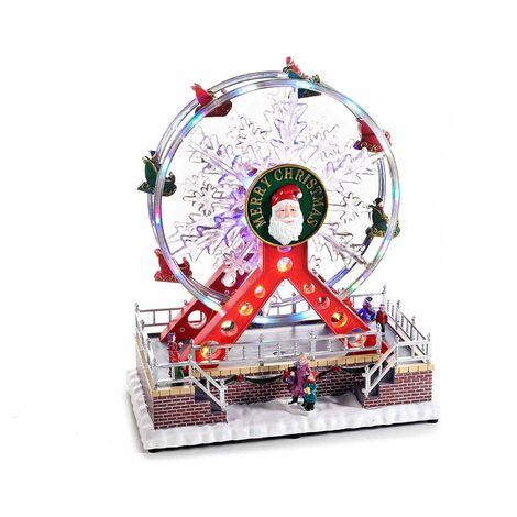 Decorazione Natalizia Animata Ruota Panoramica Natalizia con Luci Suoni e Movimento Carillon Natalizio