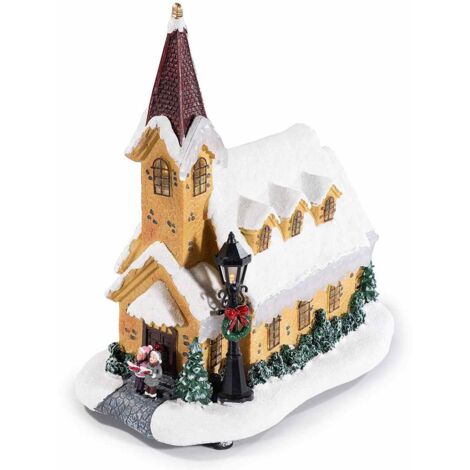 Decorazione Natalizia da Tavolo a Forma di Chiesa con Luci e Melodie Idea Regalo