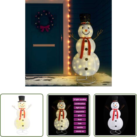 Decorazione natalizia -  Figura Natalizia Pupazzo di Neve a LED Tessuto Pregiato 180 cm