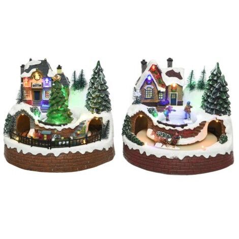 Decorazione natalizia kaemingk paesaggio animato bianco 16 cm