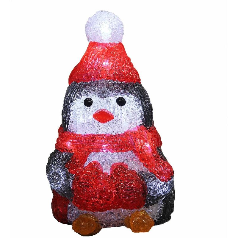 Image of Figura Natalizia in Acrilico Luci a led a Batteria o con Cavo Vari Modelli Decorazione di Natale Giardino Addobbo Decorativo Indoor Outdoor Pinguino
