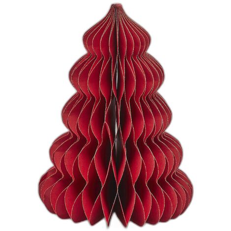Decorazione natalizia origami a forma di Pino, colore Rosso -Ø 13 x 20h cm