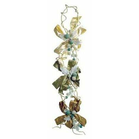 Decorazione natalizia per porta ramo 58 cm - colore crema/oro - addobbo natale