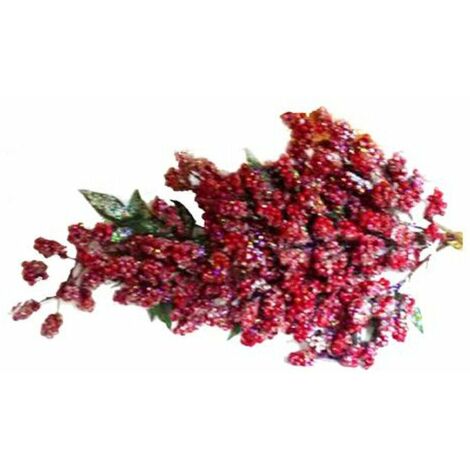 Decorazione natalizia per porta ramo 65 cm - colore rosso frosted - addobbo natale