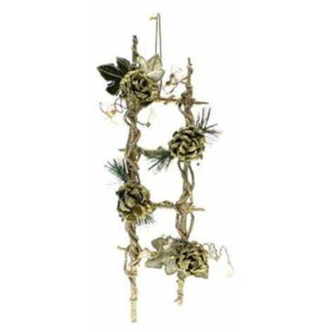 Decorazione natalizia per porta scaletta con pigne h50 cm - colore oro - addobbo natale