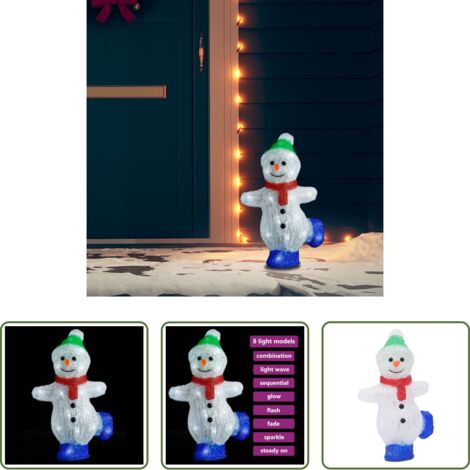 Decorazione natalizia -  Pupazzo di Neve LED in Acrilico per Interno ed Esterno 30 cm