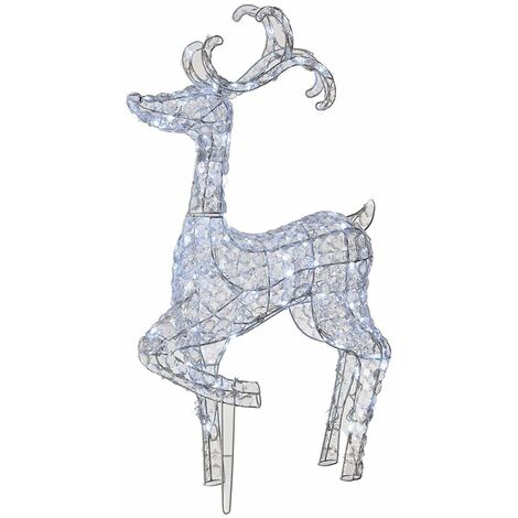 Decorazione natalizia "Renna in Piedi" con cristalli 120 led da esterno h 92 cm