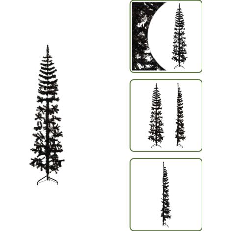 Decorazione Natalizia - vidaXL Albero Natale Artificiale Sottile a Metà e Supporto Nero 210 cm - Albero di Natale Salvaspazio
