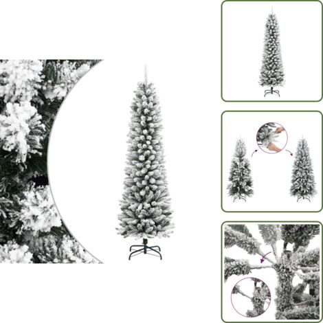 Decorazione natalizia - vidaXL Albero Natale Artificiale Sottile Neve Floccata 120cm PVC e PE - Albero artificiale in PVC e PE
