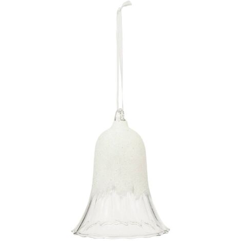 Decorazione per albero di natale campana di vetro glitter bianco 10cm - Atmosphera créateur d'intérieur