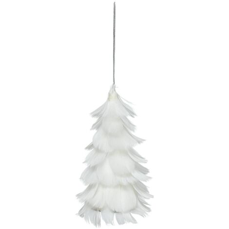 Decorazione per albero di natale con piume bianche 15 cm - Atmosphera créateur d'intérieur