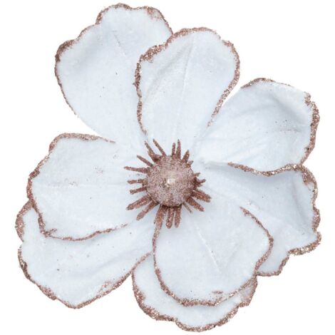 Decorazione per albero di natale fiore di magnolia bianco 16cm - Atmosphera créateur d'intérieur