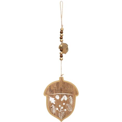 Decorazione per albero di natale in legno con nappina marrone oro 35 cm - Atmosphera créateur d'intérieur