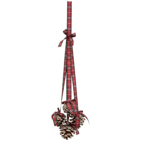 Decorazione per albero di natale in legno pigna tartan 45 cm - Atmosphera créateur d'intérieur