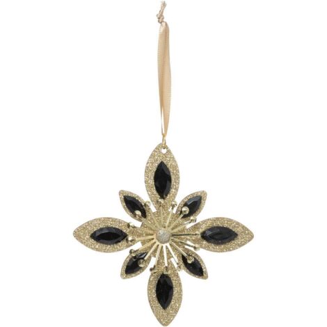 Decorazione per albero di natale in legno stella nera oro 12cm - Atmosphera créateur d'intérieur