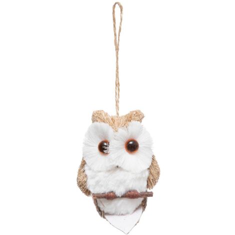 Decorazione per albero di natale pelliccia di gufo beige 10cm - Atmosphera créateur d'intérieur