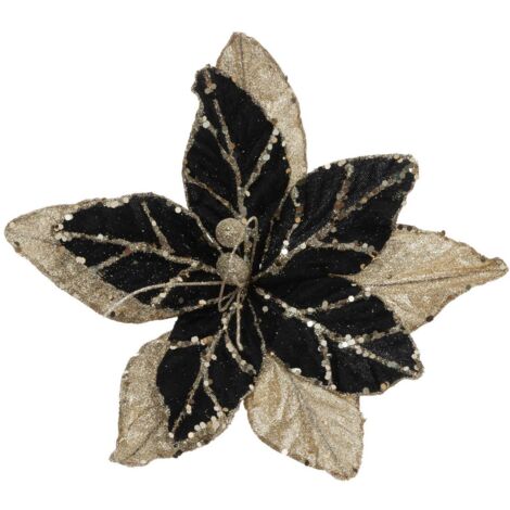 Decorazione per albero di natale stella di natale oro nero 25cm - Atmosphera créateur d'intérieur