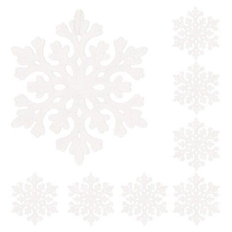 Decorazione per l'albero di Natale 8 pezzi. Gancio natalizio fiocco di neve 8 cm con paillettes bianche.