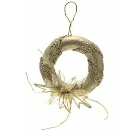 Decorazione per porta corona natalizia 25 cm - colore crema/oro - addobbo di natale
