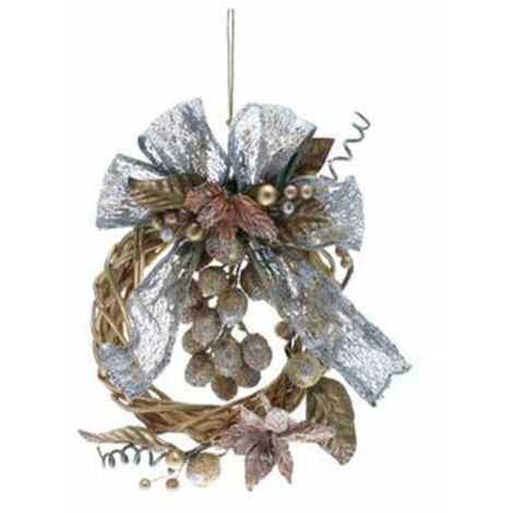 Decorazione per porta corona natalizia 30 cm - colore oro - addobbo di natale