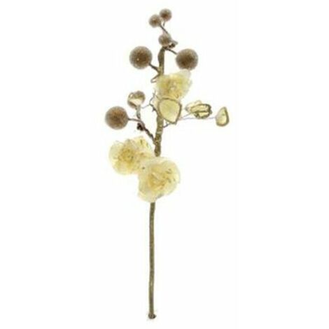Decorazione per porta ramo floreale 35 cm - crema/oro - addobbo di natale