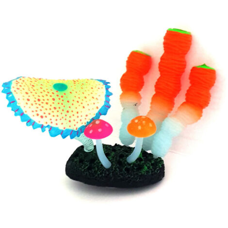 Decorazione Pianta Funghi Acquario Foglie Di Loto Fungo Fluorescente Pesci