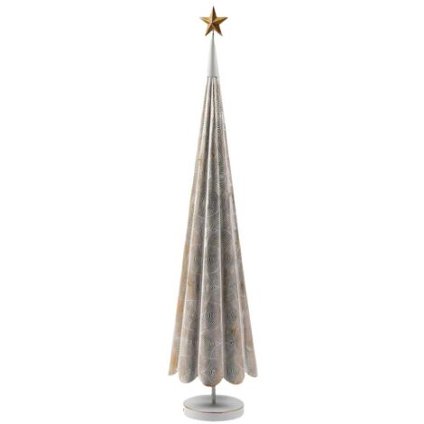 Decorazione pino metal oro bianco per arredamento natalizio -H - 39 cm
