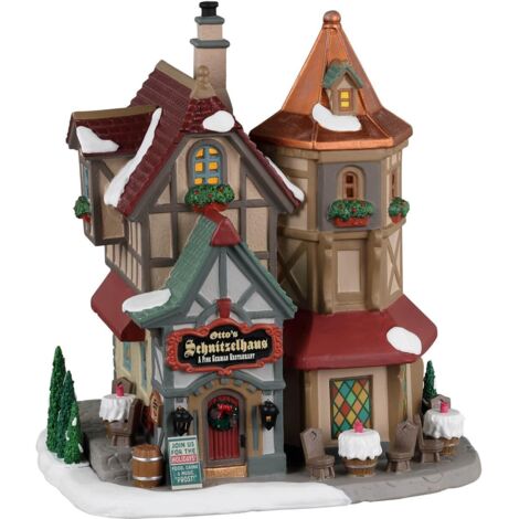 Decorazione "Schnitzelhaus di Otto" per Villaggio di Natale e presepe, in Porcellana da h 14 cm
