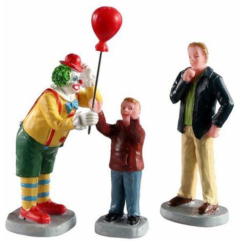 Decorazione "Set di clown amichevole di 3" per Villaggio di Natale e presepe