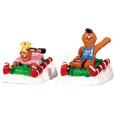 Decorazione "Set di slitte dolci di 2" per Villaggio di Natale e presepe, in Resina da h 5,2 cm