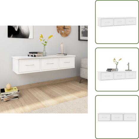 Decorazione - vidaXL Scaffale con Cassetti a Parete Bianco 88x26x18,5 cm Multistrato - Armadietto
